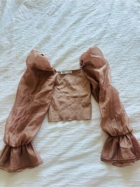 Zara Dusty Rose Square Neck Crop Top